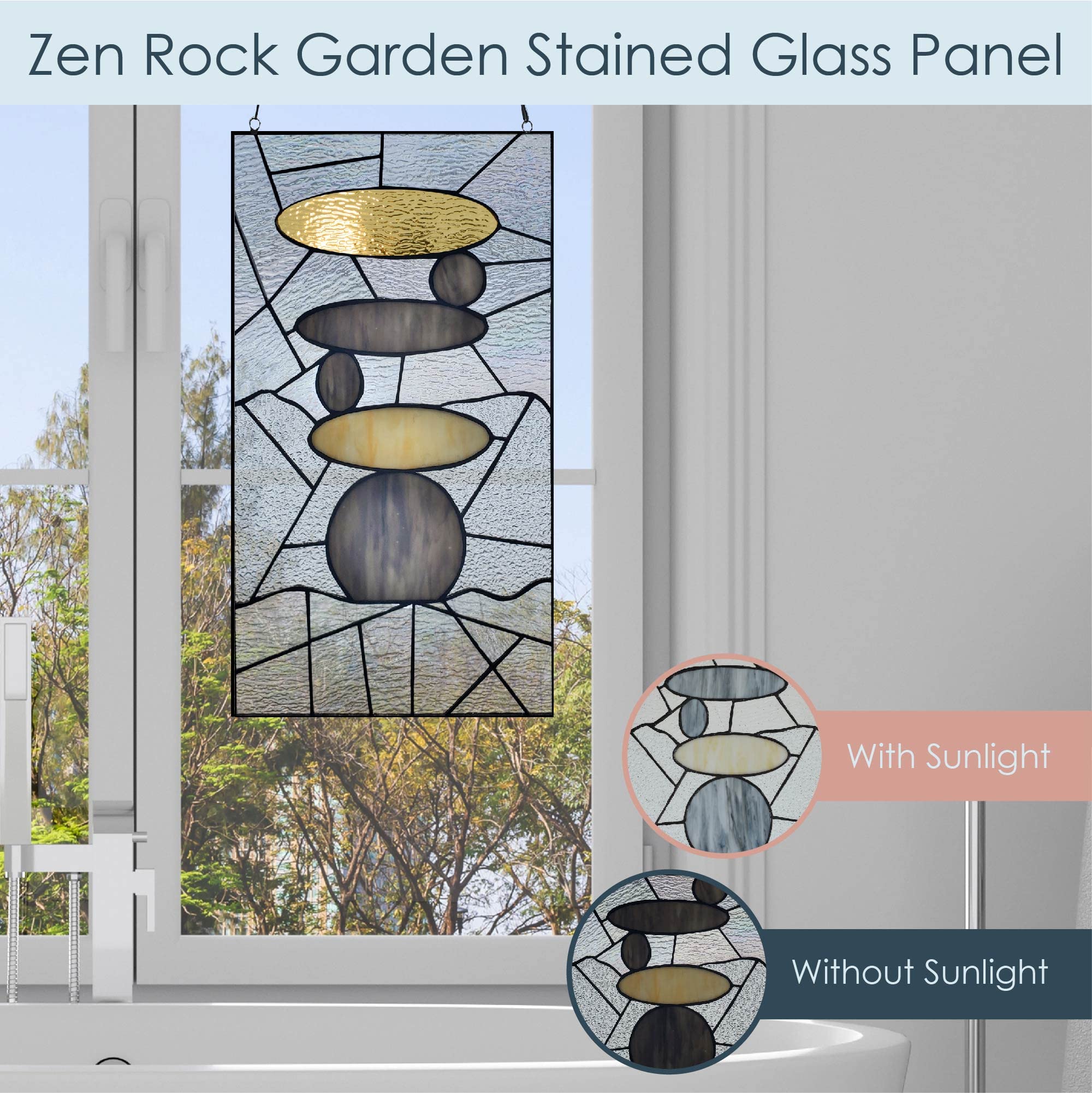 Amazon.co.jp: RIVER OF GOODS 禅ステンドグラスパネル - 高さ18インチ